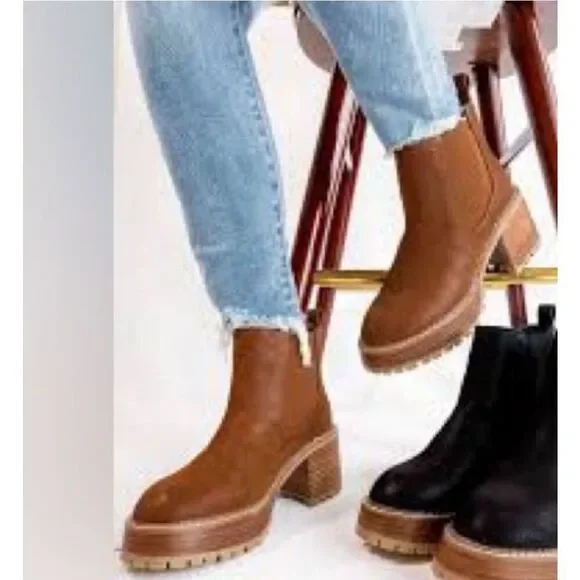 MIA Alejandro Platform Chelsea Ankle Boot Chestnut Size 9 - Picture 8 of 9